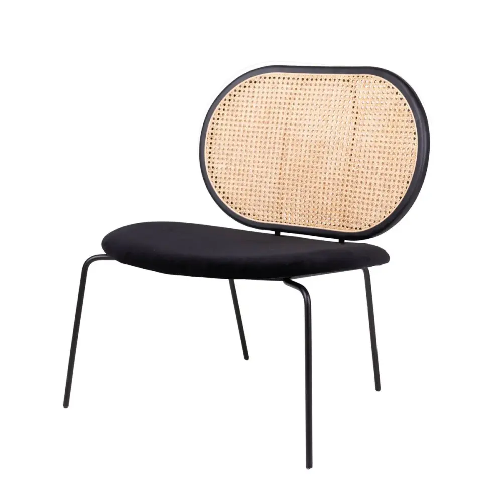 Relax armchair Zwart Velvet - London - Untreated Rotan