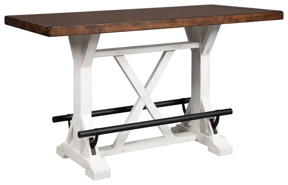 Valebeck - Rectangular Dining Room Counter Table - Snow / Brown