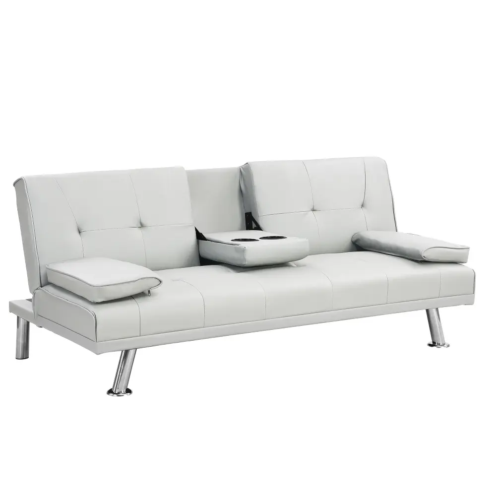 Futon Sofa Bed Armrest Two Holders Wood Frame, Stain-proof Leg