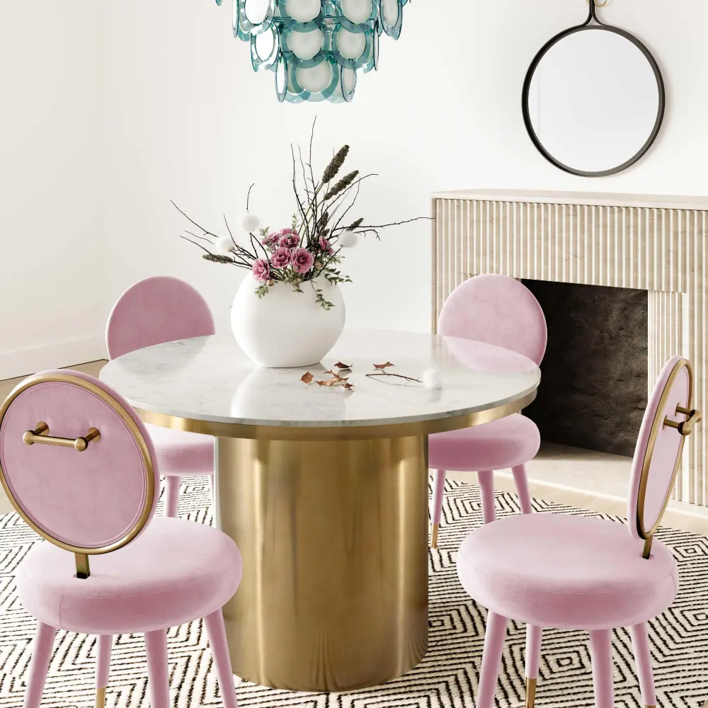Kylie Bubblegum Plush fabric Dining Chair