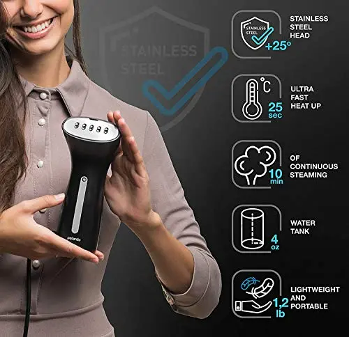 Steamer Clothes, Hand Held Portable Travel Garment Steamer, Alloy Steam Head, 25s Heat Up, Pump System, Mini Size, Handhel...