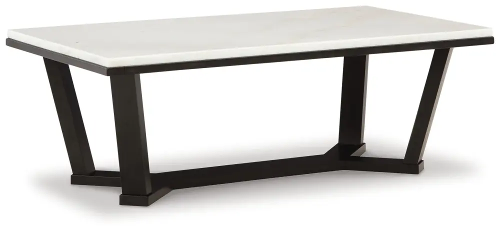 Fostead - Rectangular Cocktail Table - Snow / Espresso