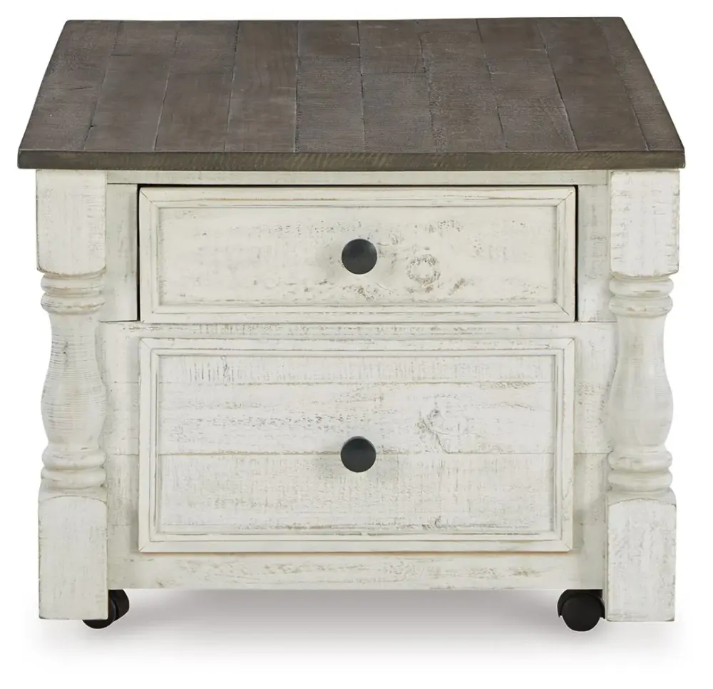 Havalance - Lift Top Cocktail Table Storage Drawers - Ivory / Gray