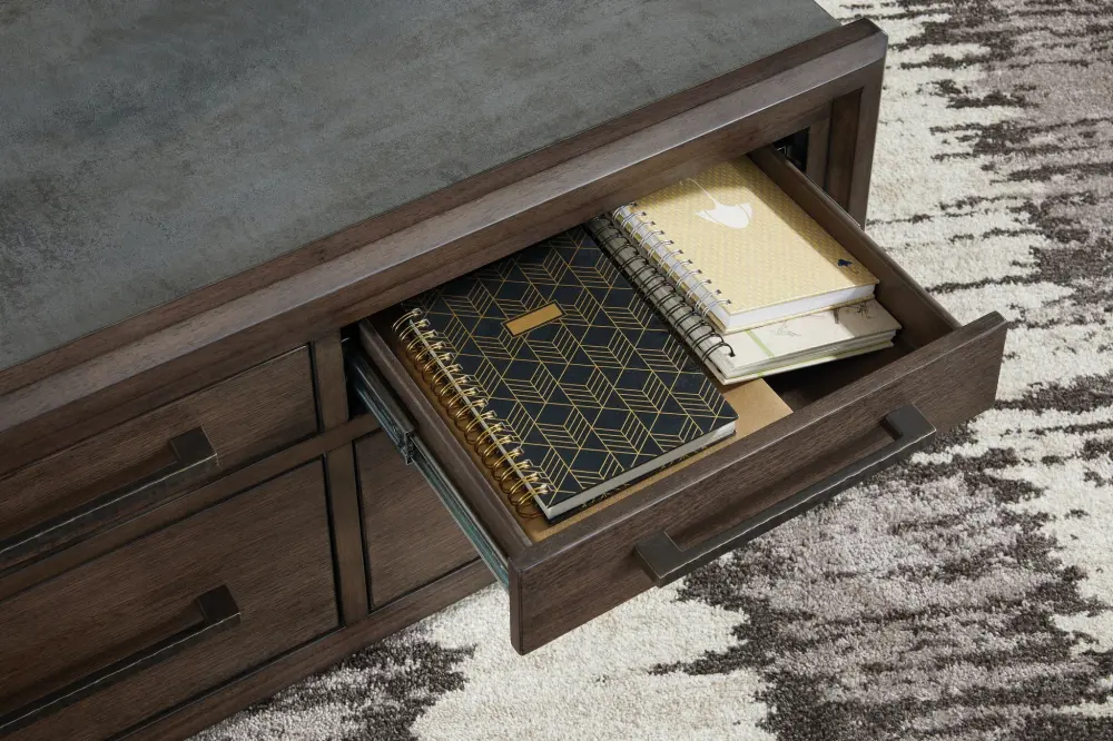 Kallenny - Square Cocktail Table - Brown / Graphite