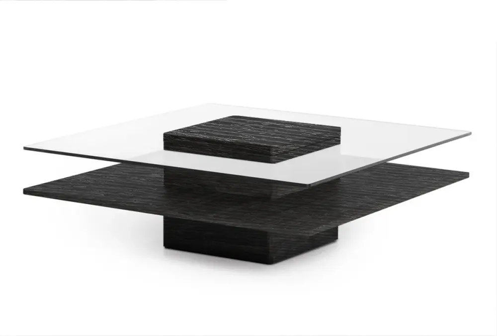 Modrest Clarion Contemporary Grey Elm & Glass Coffee Table