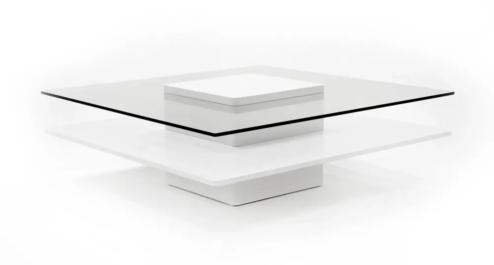 Modrest Clarion - Modern White & Glass-like Glass Coffee Table