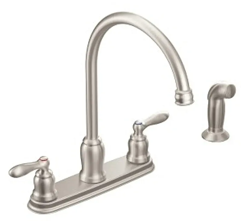Moen Caldwell Series CA87060SRS Kitchen Faucet, 1.5 gpm, 2-Handle, Stainless Steel, Rust-proof Steel