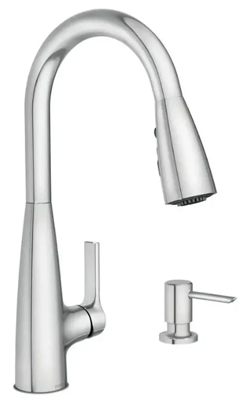 Moen Haelyn 87627 Series 87627 Pull-Down Kitchen Faucet, 1.5 gpm, 1-Handle, 1, 2, 3, 4-Faucet Hole, Metallic, Deck