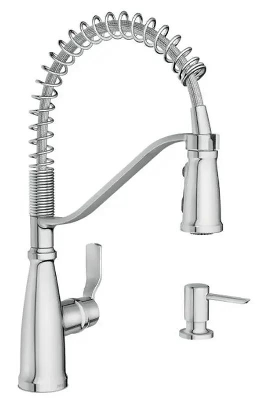 Moen Nolia 87886 Kitchen Faucet, 1.5 gpm, 1-Handle, 1, 3-Hole, All-metal, Chrome, Countertop, Sink Mounting