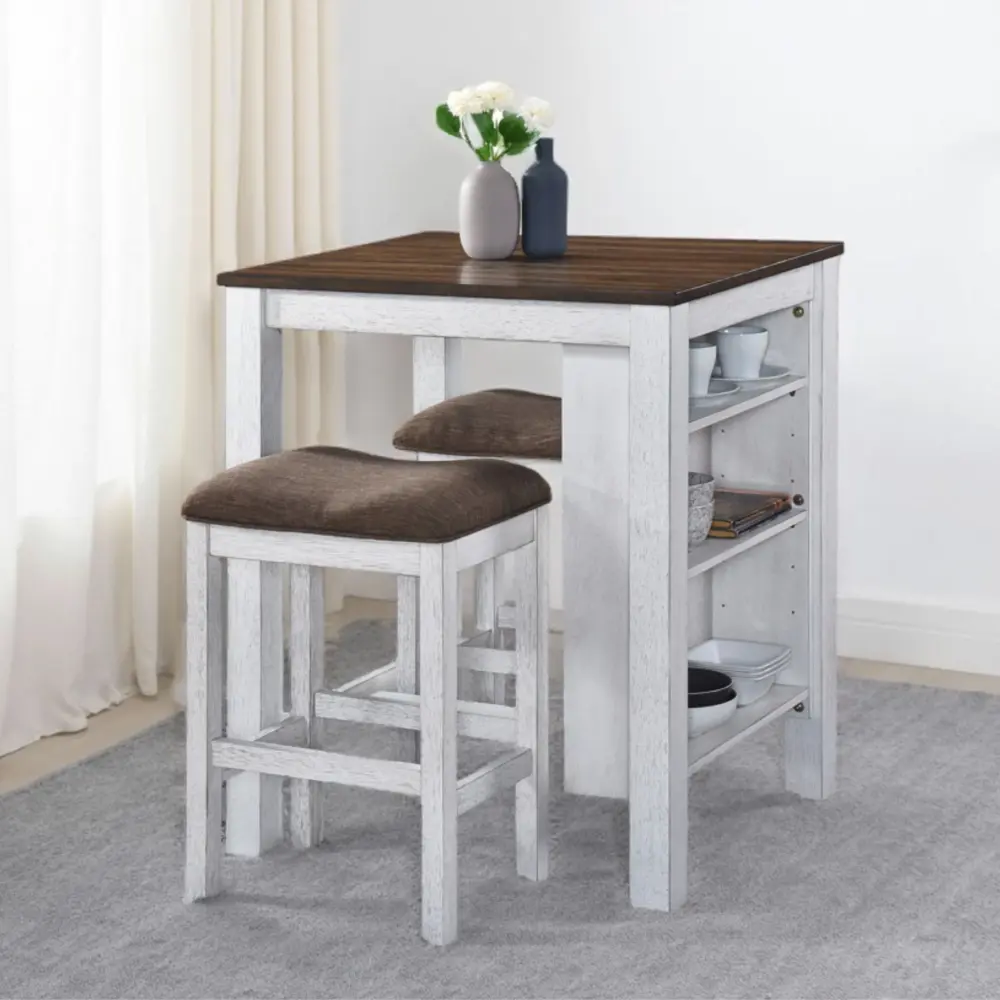 3 Pieces Counter Set Storage Space Tiny Space Modern Farmhouse Design Retro Design Easy To Assembly - Antique Dark Oak / A...