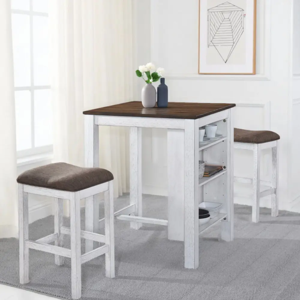 3 Pieces Counter Set Storage Space Tiny Space Modern Farmhouse Design Retro Design Easy To Assembly - Antique Dark Oak / A...