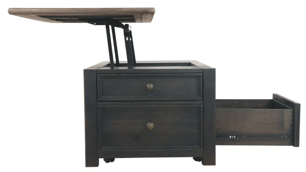 Tyler Creek - Lift Top Cocktail Table - Grayish Taupe / Black