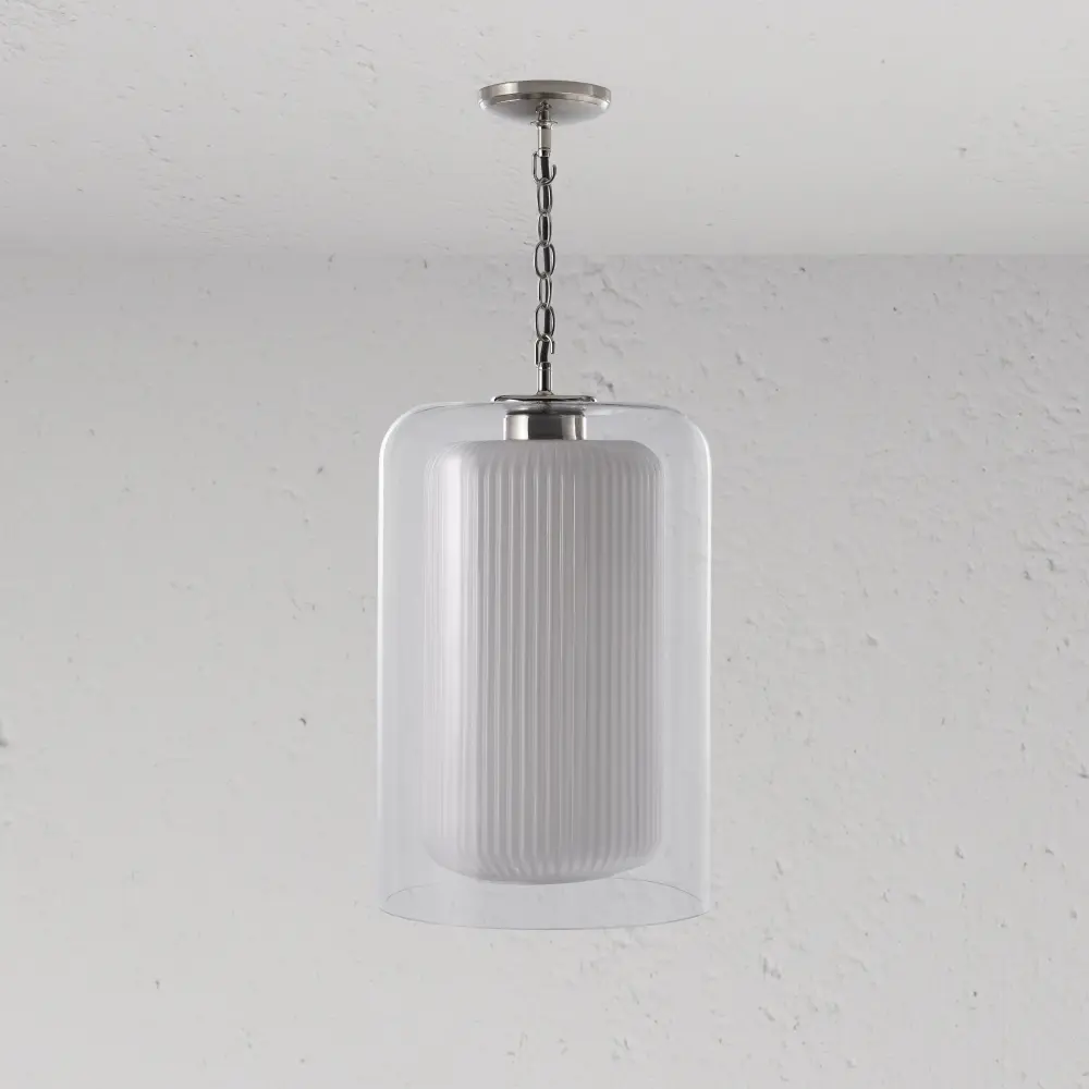 Windsor Large Pendant Portable Opal Glass - Polished Nickel