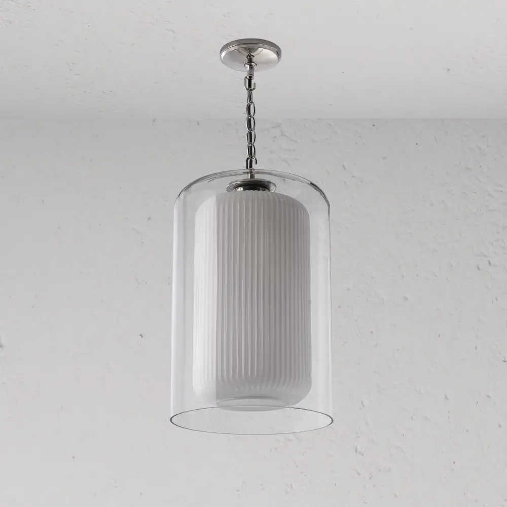Windsor Large Pendant Portable Opal Glass - Polished Nickel
