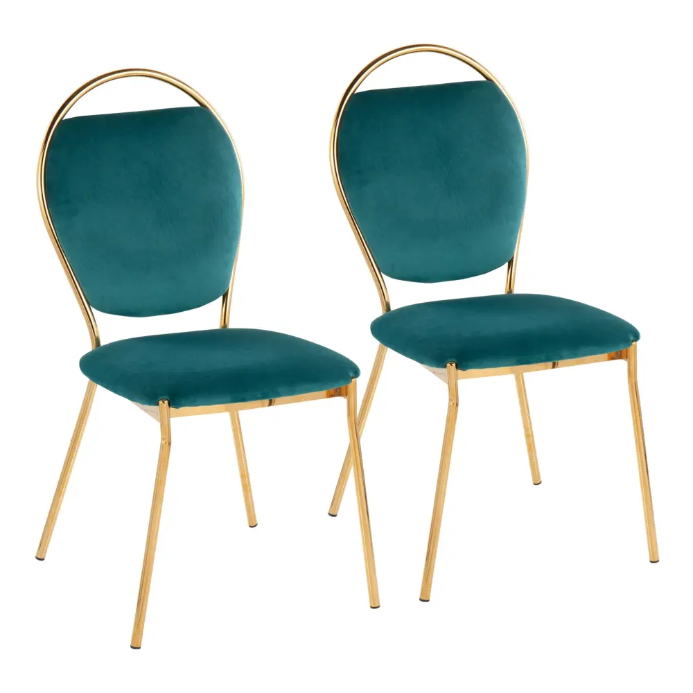 Keyhole - Contemporay / Glam Dining Chair (Set 2) - Gilded / Green Scorekeeper