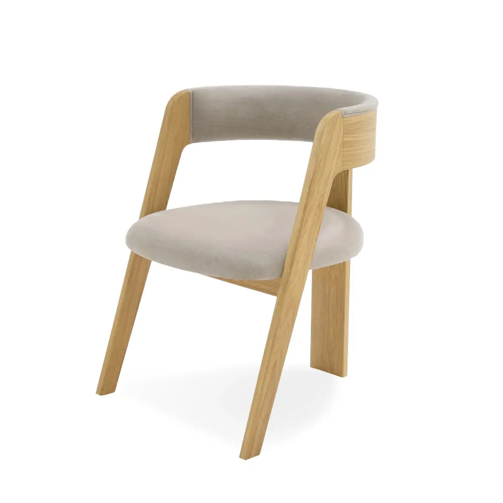 Modrest Washington - Modern Grey Fabric + Wholesome Oak Dining Chair (Set 2)