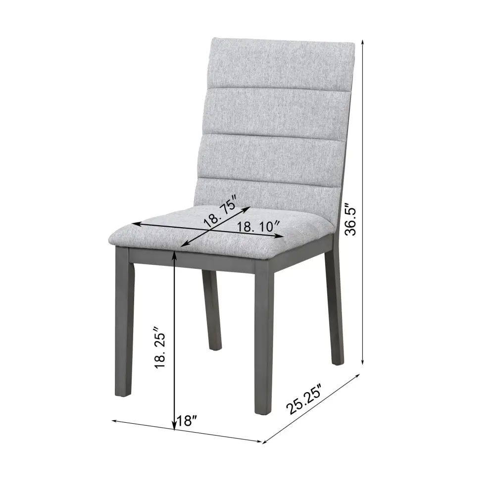 Tufted Upholstery Modern Dining Chairs place 2) Sleek Comfort Rubber Wood Frame - Gray / Oak