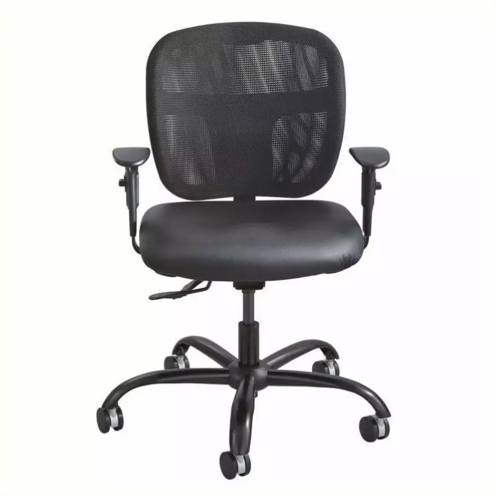 Scranton & Co Intensive Use Mesh Task Office Chair Black Vinyl Heavy Duty Ergonomic Chair