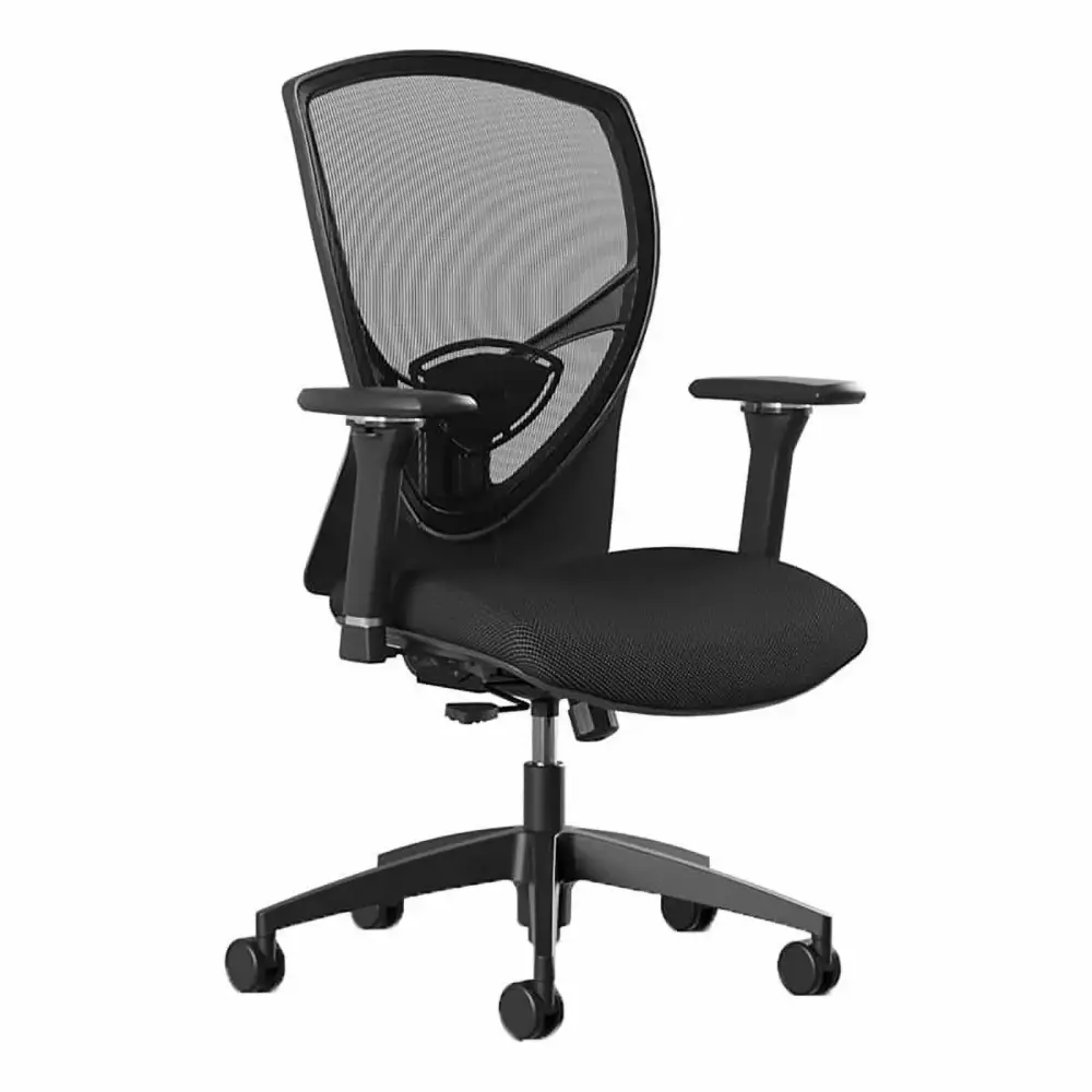 Bowery Hill Modern Fabric Metal High-Back Task Chair Black Contemporary Office Chair