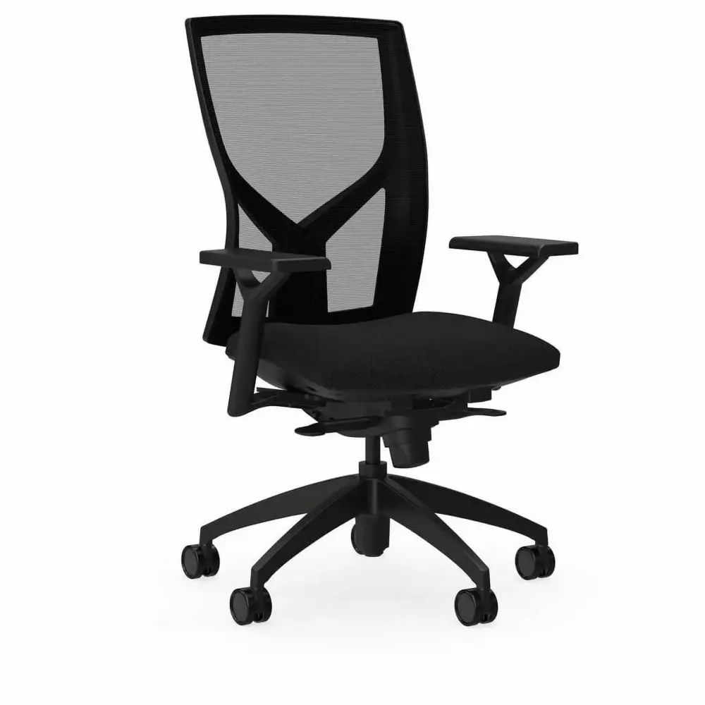 Lorell High-Back Chair Mesh Back 6-Way Adjustable Arms 26.25x25x47 Black 83109