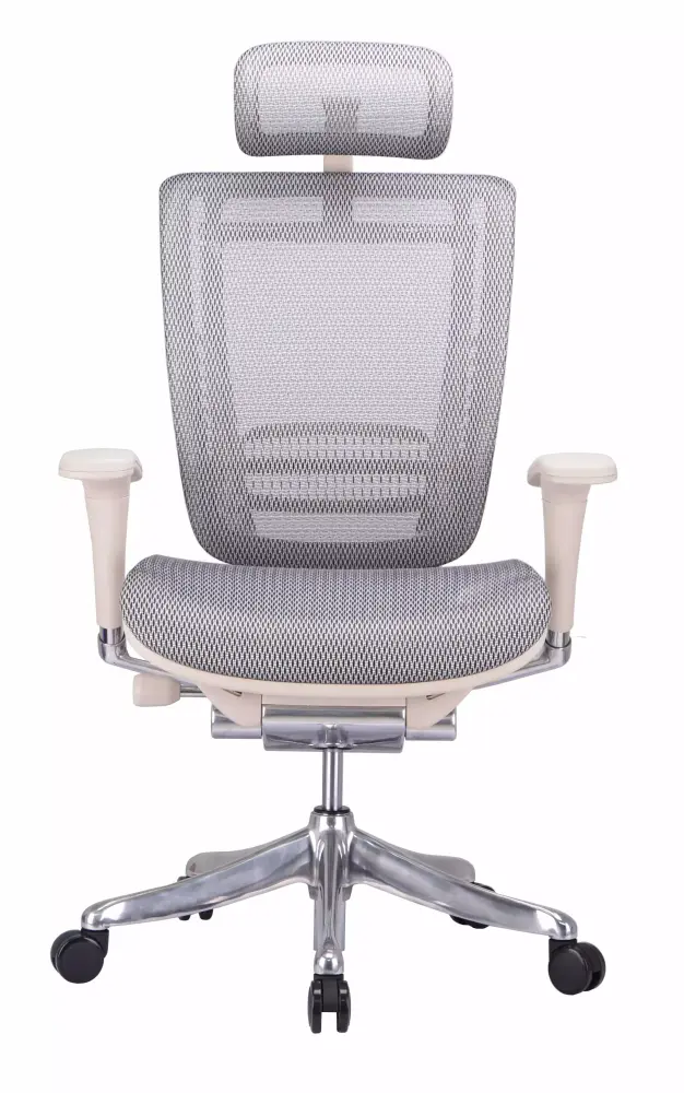GM Seating Enklave XL Gray Mesh Executive High Back Swivel Chair Chrome Base Headrest