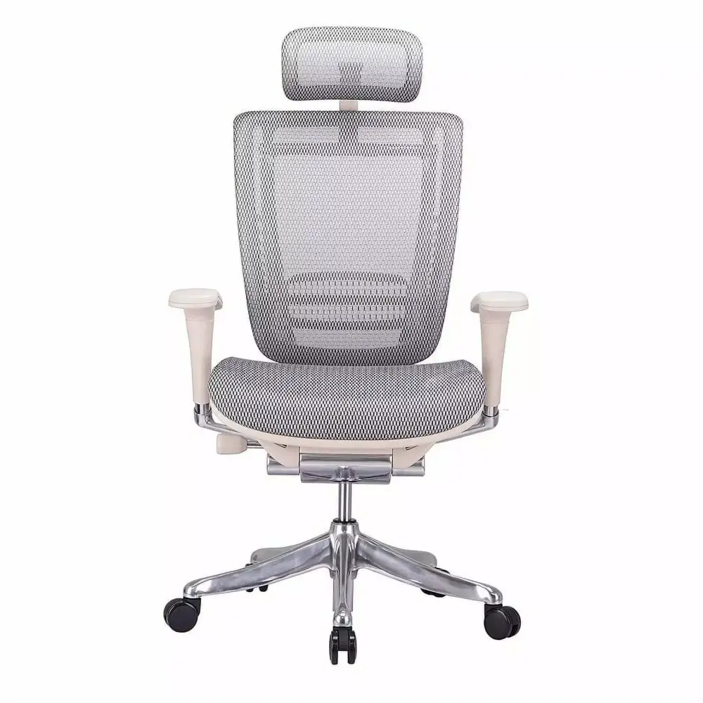 GM Seating Enklave XL Gray Mesh Executive High Back Swivel Chair Chrome Base Headrest