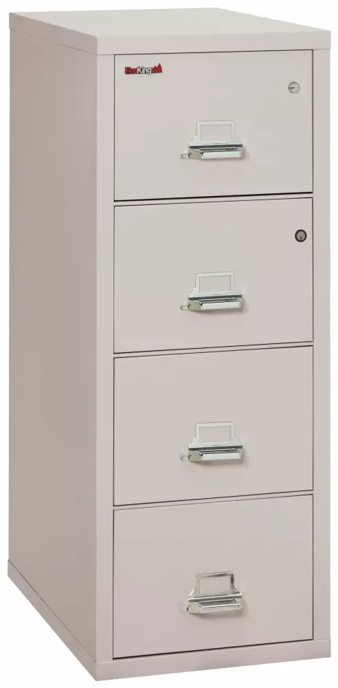 FireKing Four-Drawer Vertical Safe---File Cabinet 31 Depth Legal Size 1-Hour Fireproof Impact Rated High-Security Keylock ...