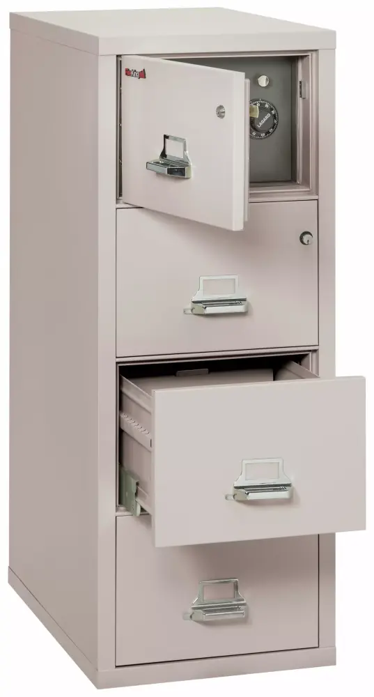 FireKing Four-Drawer Vertical Safe---File Cabinet 31 Depth Legal Size 1-Hour Fireproof Impact Rated High-Security Keylock ...