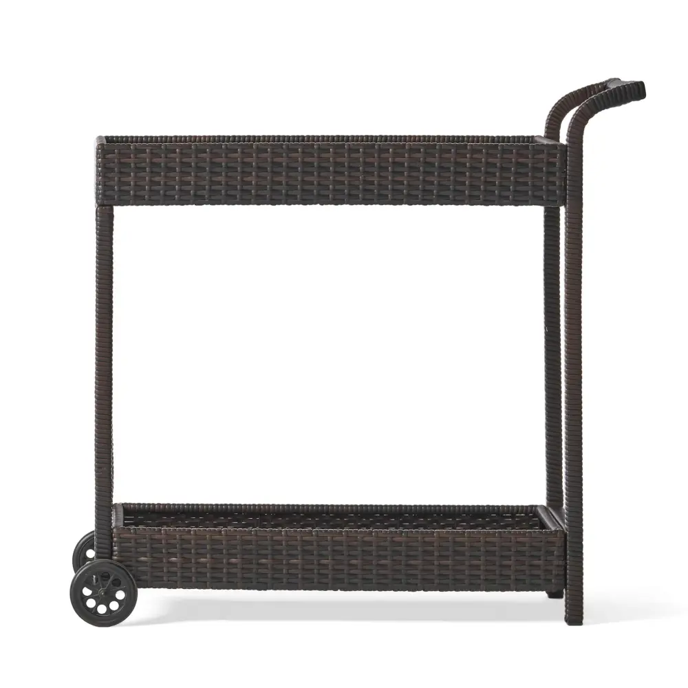 Resin Wicker Bar Cart Metal Frame - Chocolate