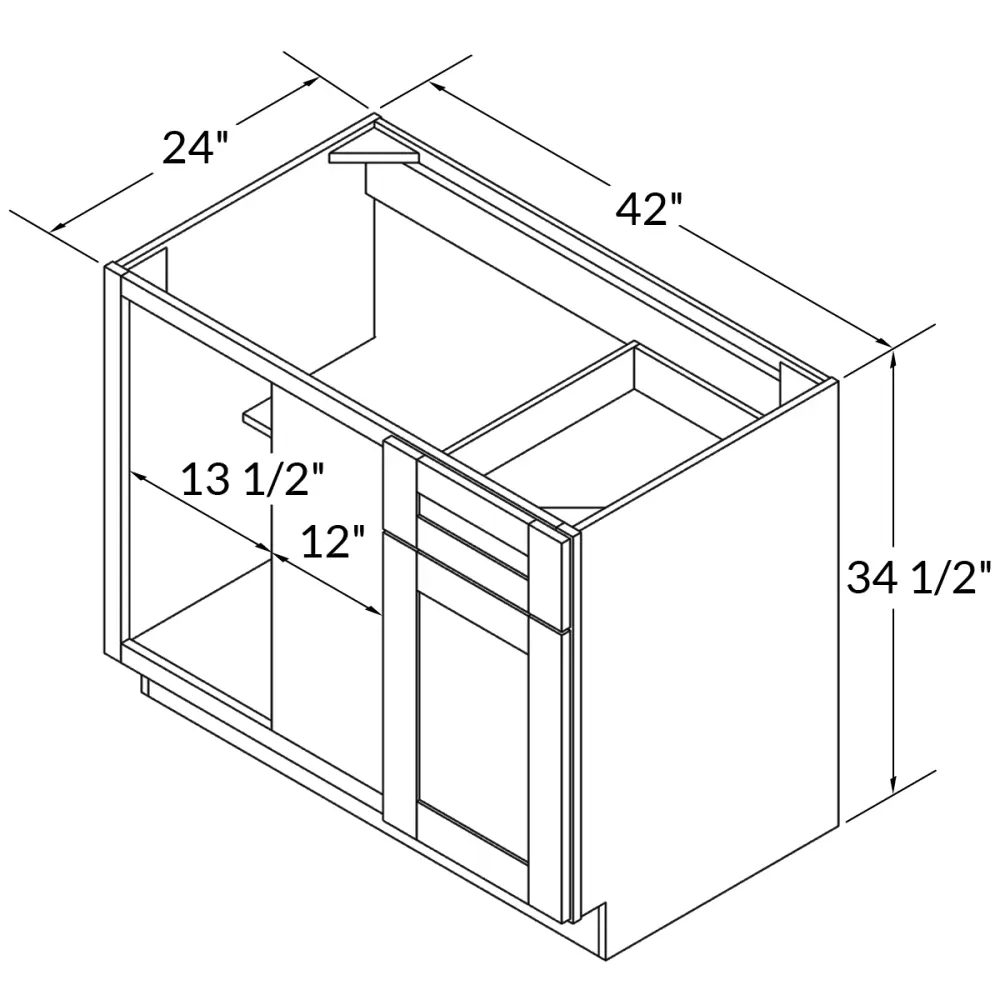 Blind Corner Base Kitchen Cabinet SCB42 Danbury Navy LessCare 42 . width 34.5 . height 24 . depth