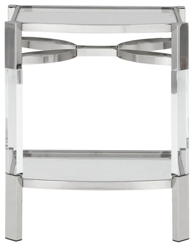 Handcrafted Artisan Chaseton - Accent Table - Clear / Sterling Finish