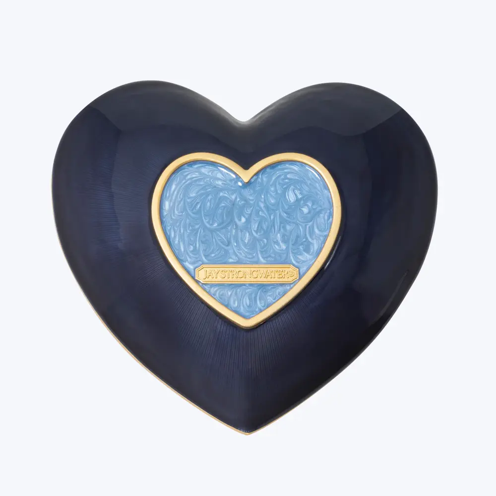 Aria Floral Heart Trinket Tray, Navy