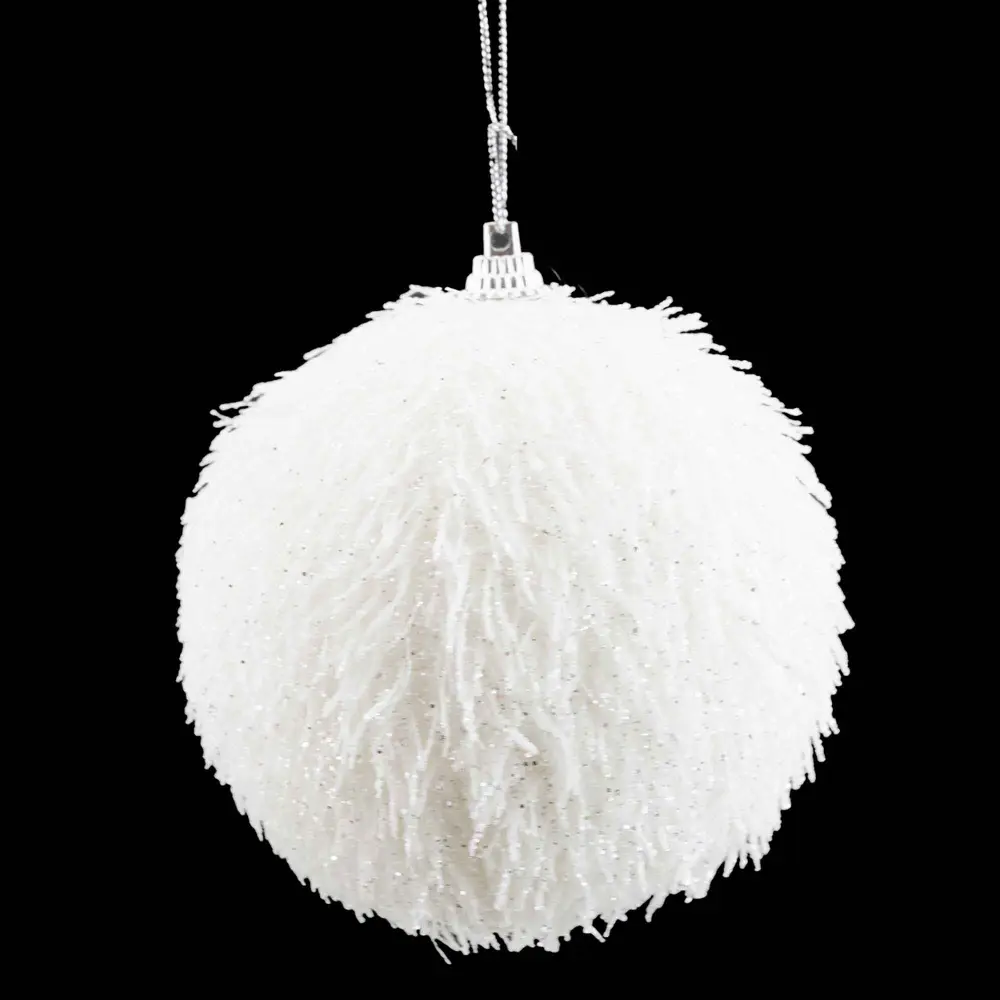 Ball Ornament Pearl Fuzzy Fur, 4"