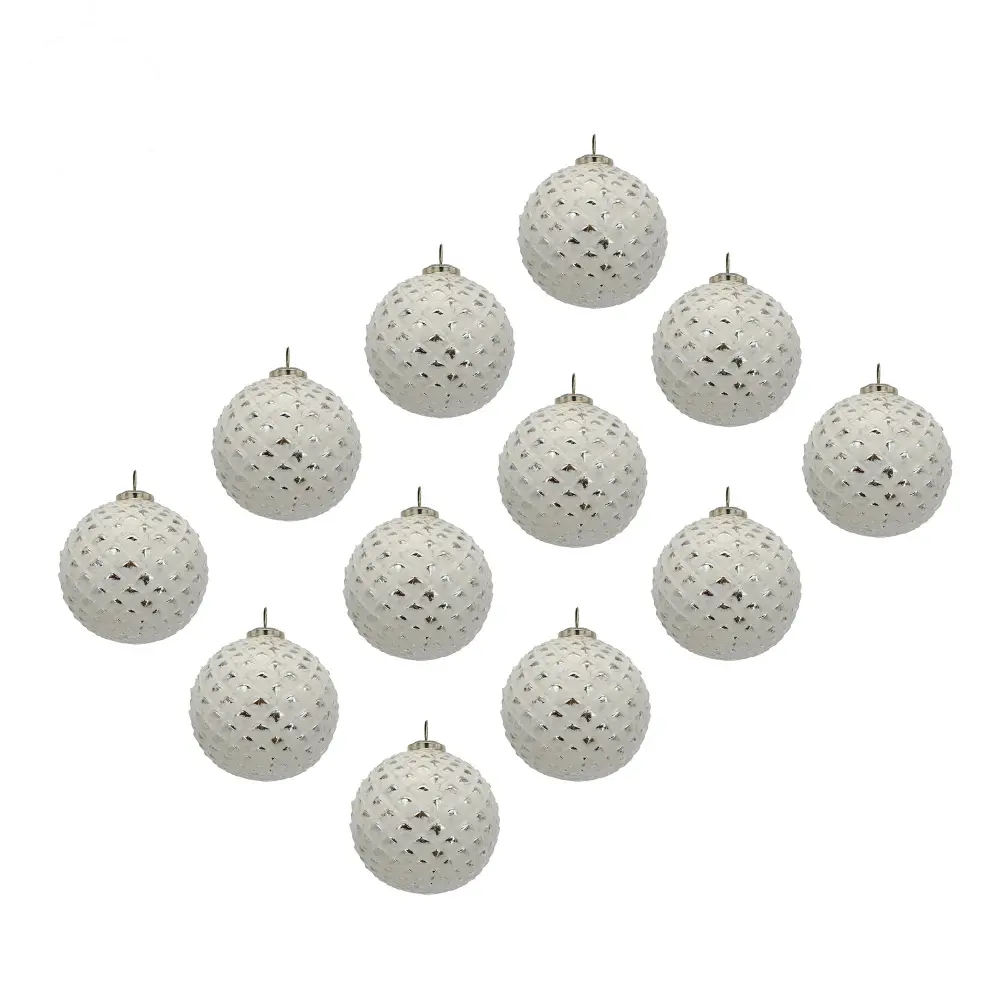 Christmas Ball Ornaments, Decorative Hanging Ball Christmas Tree Ornaments, Holiday Party Decorations place 12) - White
