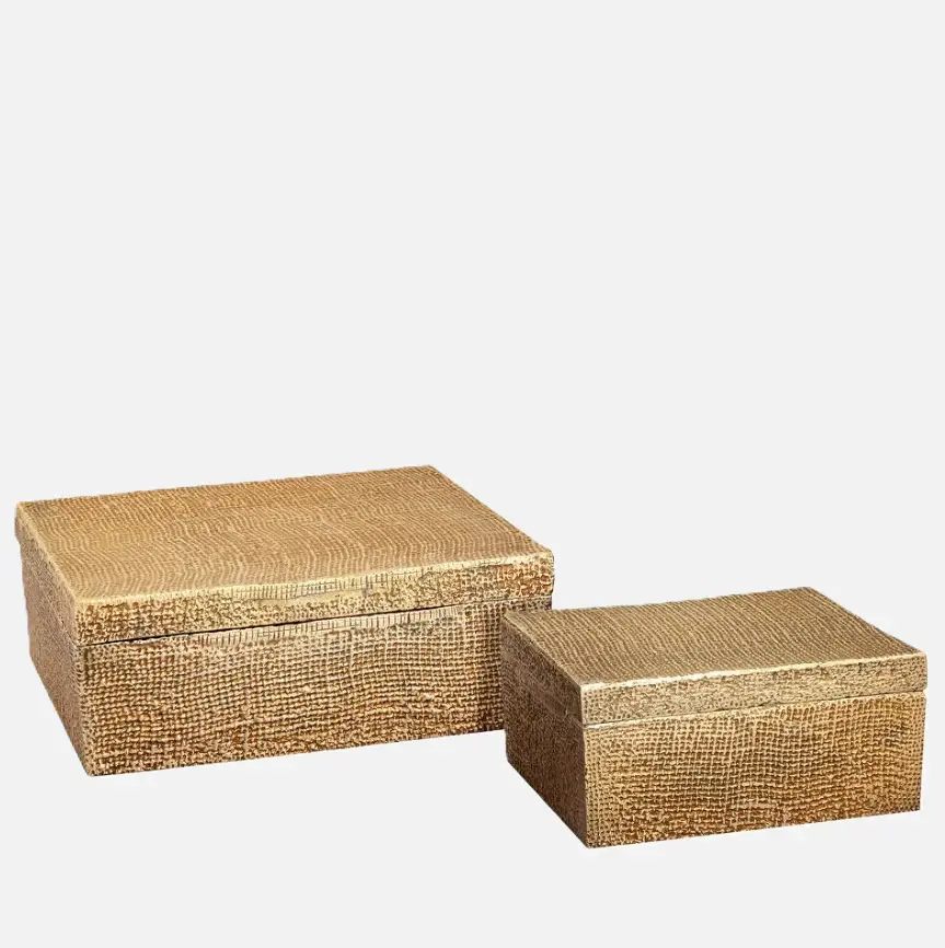 Embossed Jute Antique Warm alloy Box