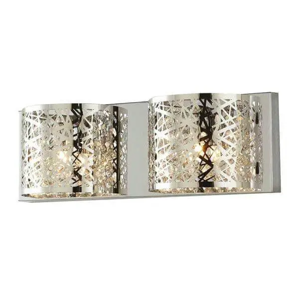 Home Decorators Collection Carterton 2-Light Shiny metal Vanity Light Crystal Accents Damaged Box