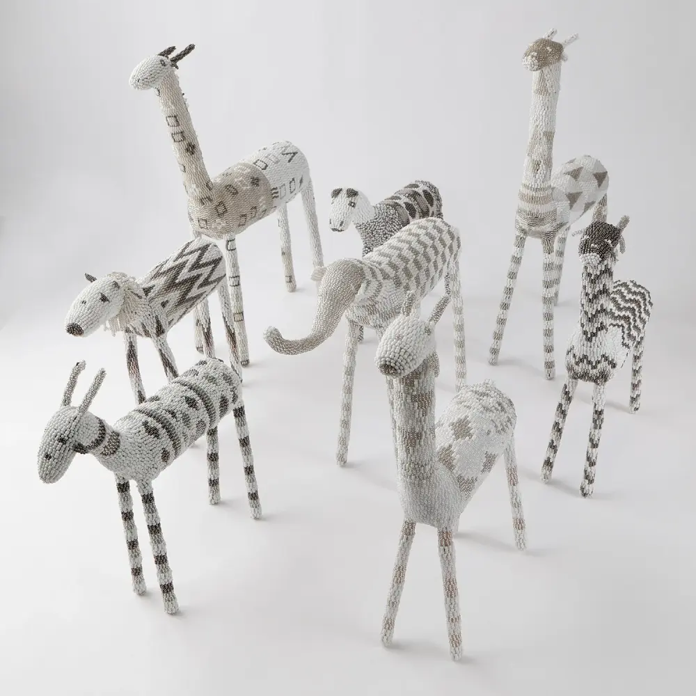 Ivory & Silver Beaded Elephant