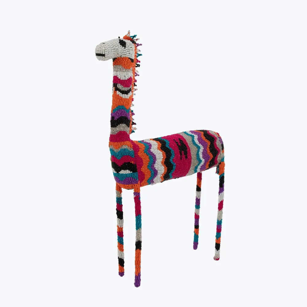 Oversized Multi Color Striped Beaded Giraffe