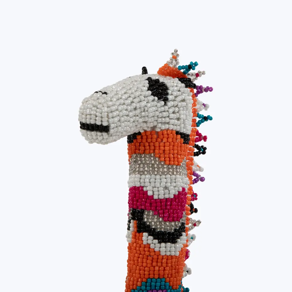 Oversized Multi Color Striped Beaded Giraffe