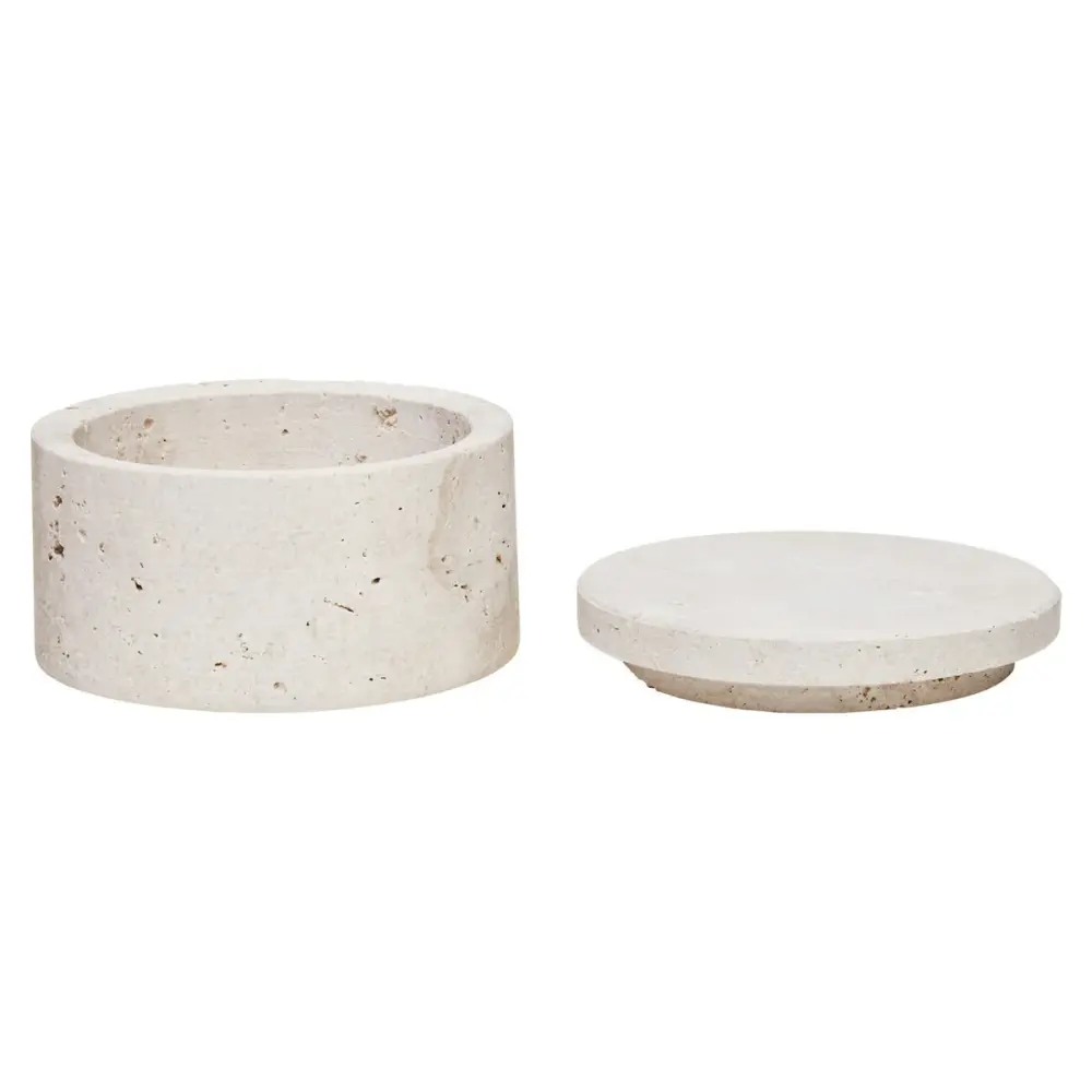 Tibor Round Trinket Box - Travertine
