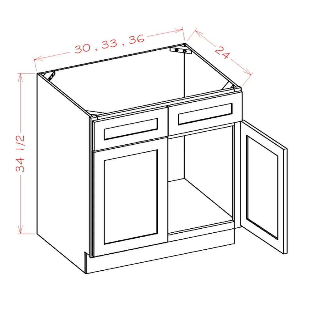 Edgeline White Sink Base Cabinet - 36"W x 34-1/2"H x 24"D