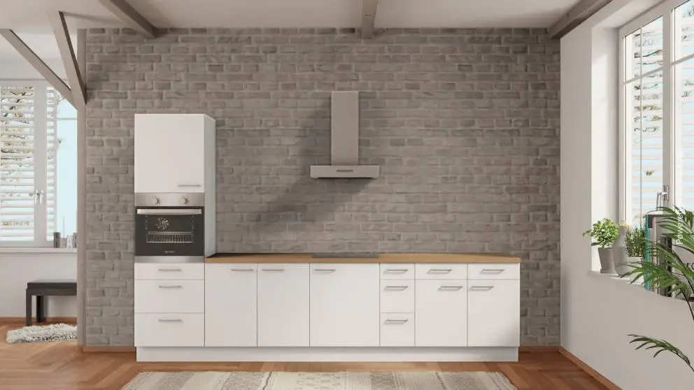 nobilia kitchen Black Forest 330 cm Alpine white flat Sierra oak affordable kitchen units