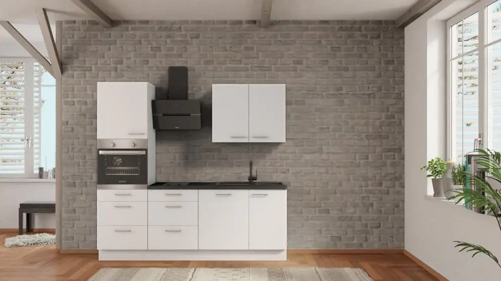 nobilia kitchen Hanau 225 cm alpine white non-glossy clearance concrete slate gray modern