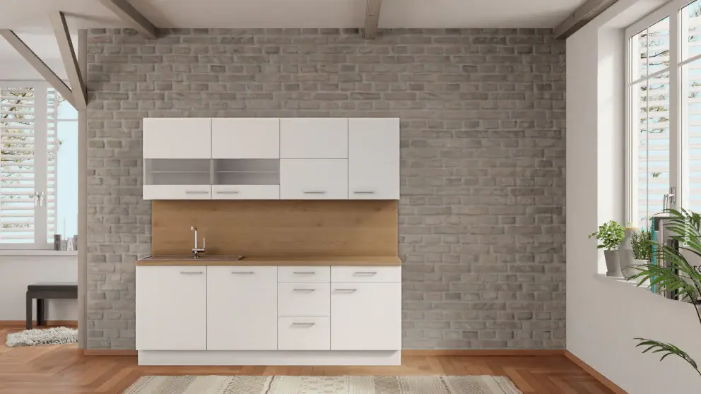 nobilia kitchen unit Bamberg 225 cm chalk prices oak Provence tea kitchen