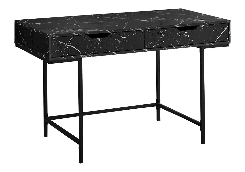 Ergonomic Computer Desk Home Office, Storage Drawers, Marble Look Contemporary & Cutting-edge