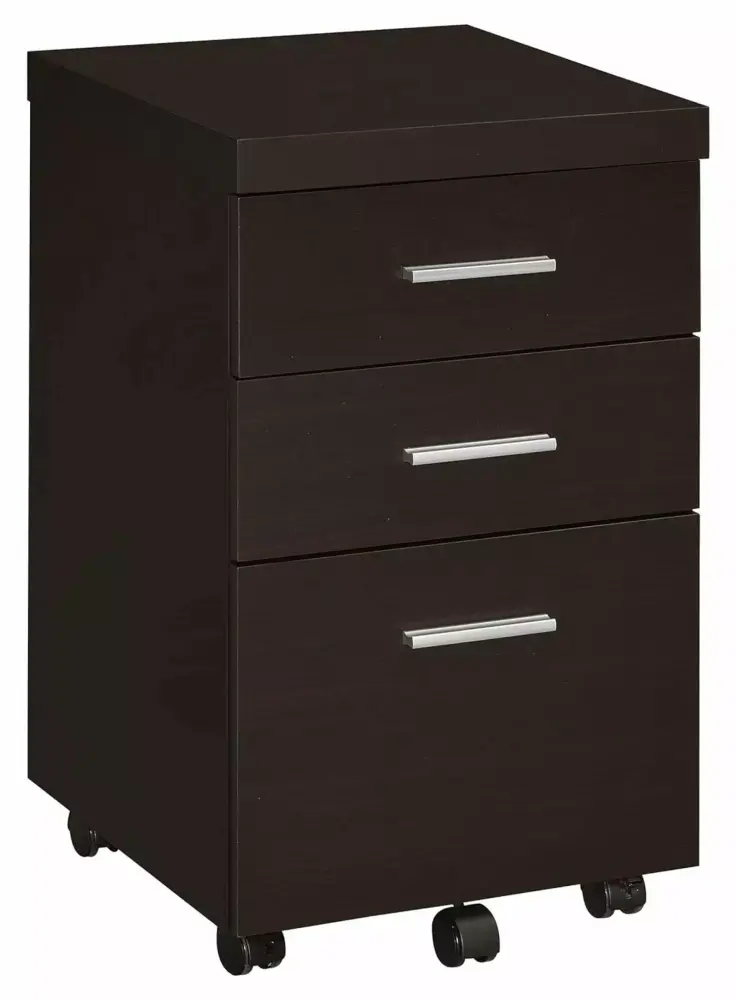 Zazesaby Skylar 3-Drawer Mobile File Cabinet Cappuccino 15.75x15.75x26.75 Inches