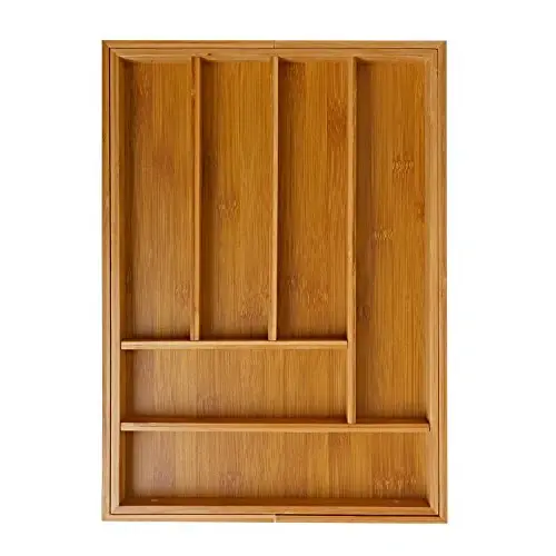 Multi Compartment Bamboo Drawer Organizer