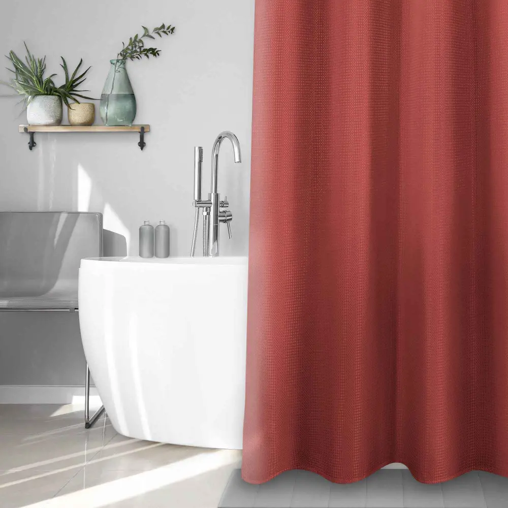 Waffle Shower Curtain Rustic Maple, 70" x 72"