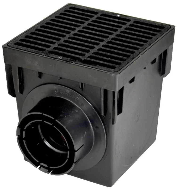 NDS 900BLKIT Double Catch Basin, 9.38 L, 4-1/4 W, Square, Plastic, Jet-black