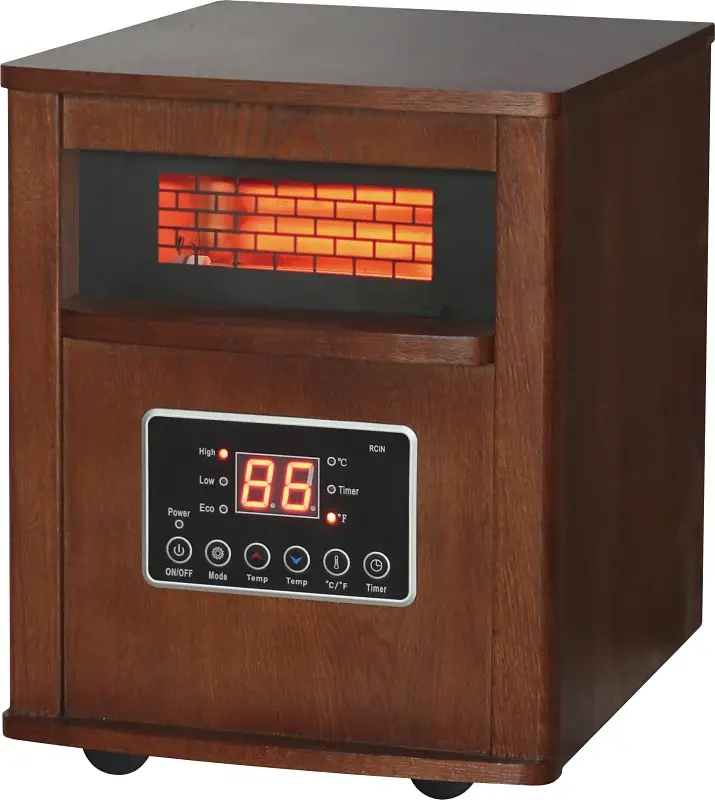 Comfort Glow QEH1410/DH2000C Electric Heater, 15 , 120 V, 1500 W, 5120 Btu, 1000 sq-ft Heating Area, Chestnut